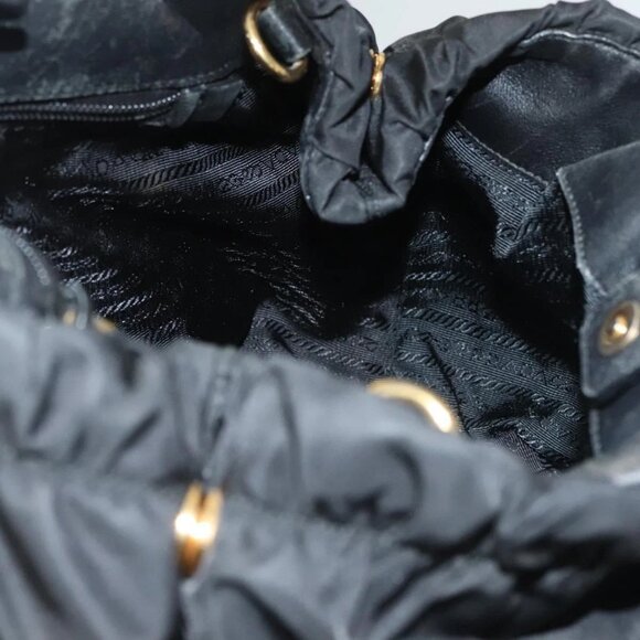 PRADA Hand Bag Nylon 2way Black Gold Auth BA3666 - Picture 11 of 16